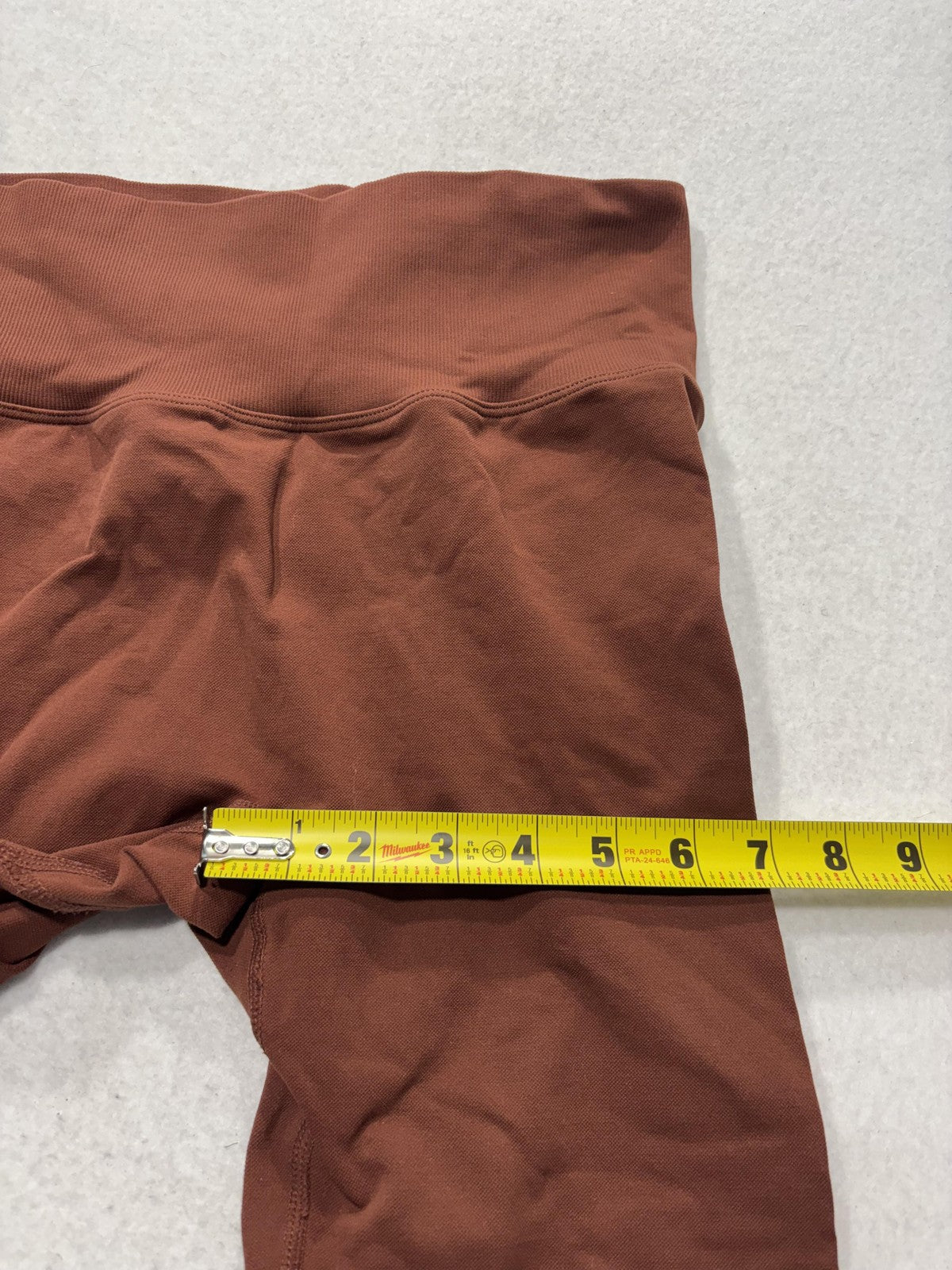 Unbranded Brown High Rise Ruched Back Ankle Leggings Womens M Stretch Athletic