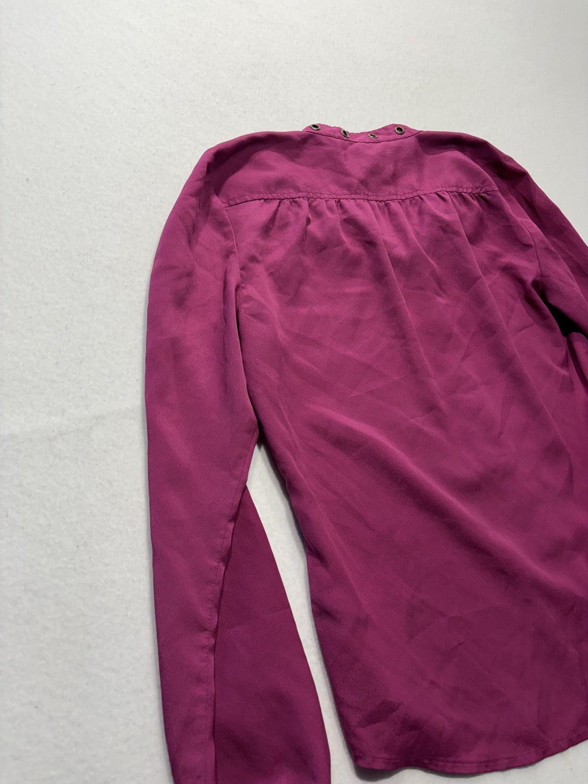 MICHAEL Michael Kors Top Womens P/S Pink Stud Neck Long Sleeve Button Blouse