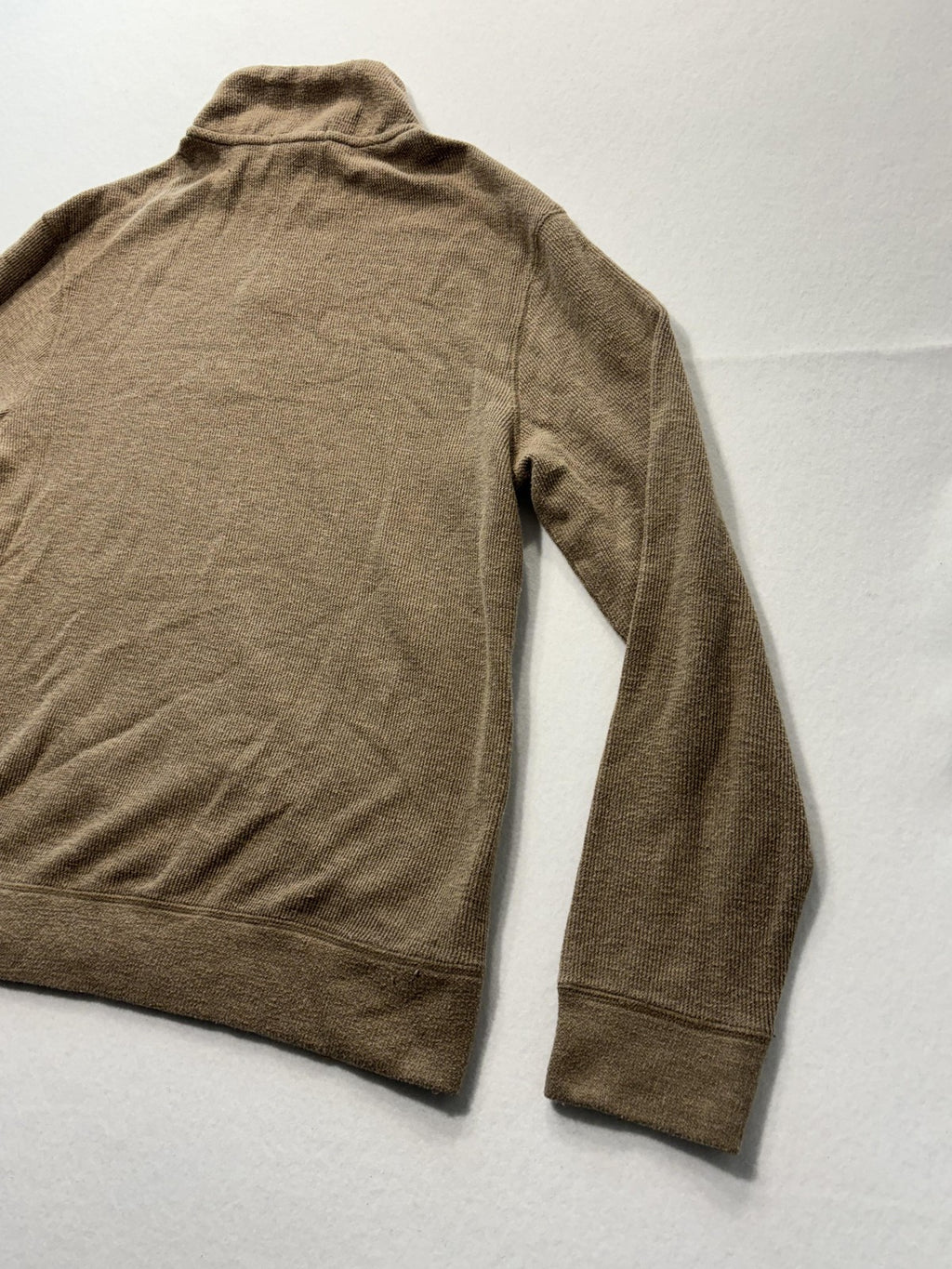 Banana Republic Sweater Mens Medium Brown Waffle Knit 1/4 Zip Mock Neck Pullover