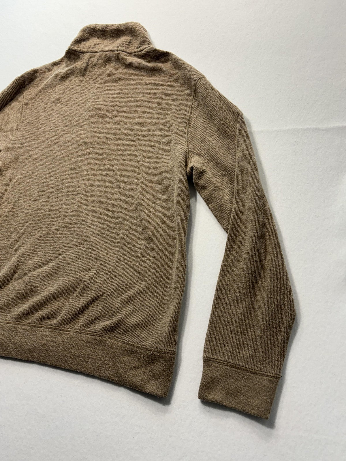 Banana Republic Sweater Mens Medium Brown Waffle Knit 1/4 Zip Mock Neck Pullover