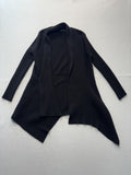 White House Black Market Cardigan Womens XSP Black Rib Knit Open Front Drape Hem