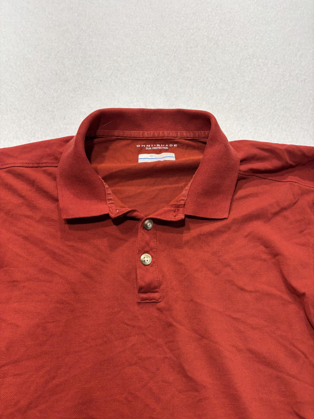 Columbia Omni-Shade Polo Shirt Mens Medium Orange Short Sleeve UV Protection