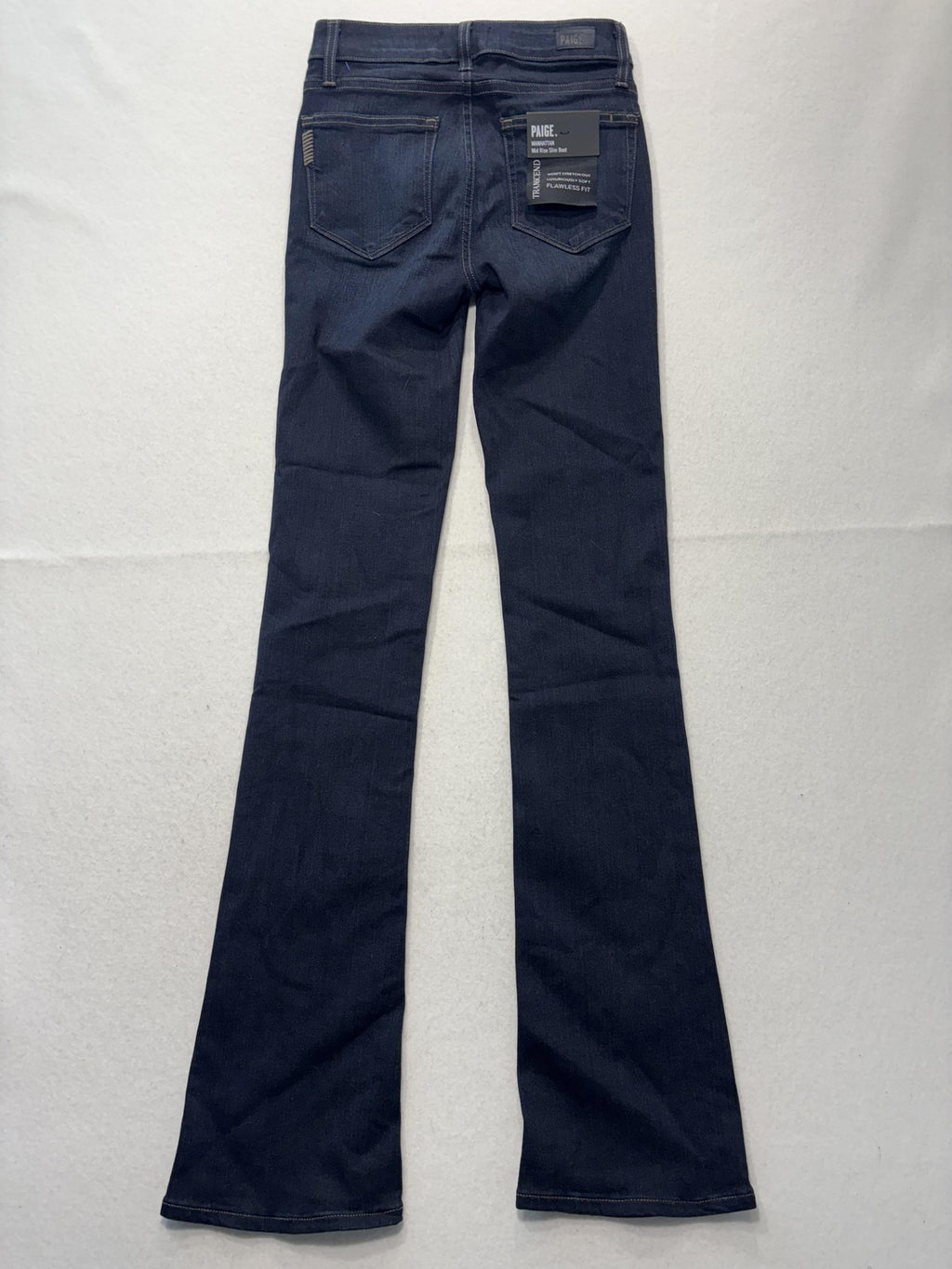 Paige Manhattan Jeans Womens 24 Blue Dark Wash Mid Rise Slim Boot 24x31 Stretch
