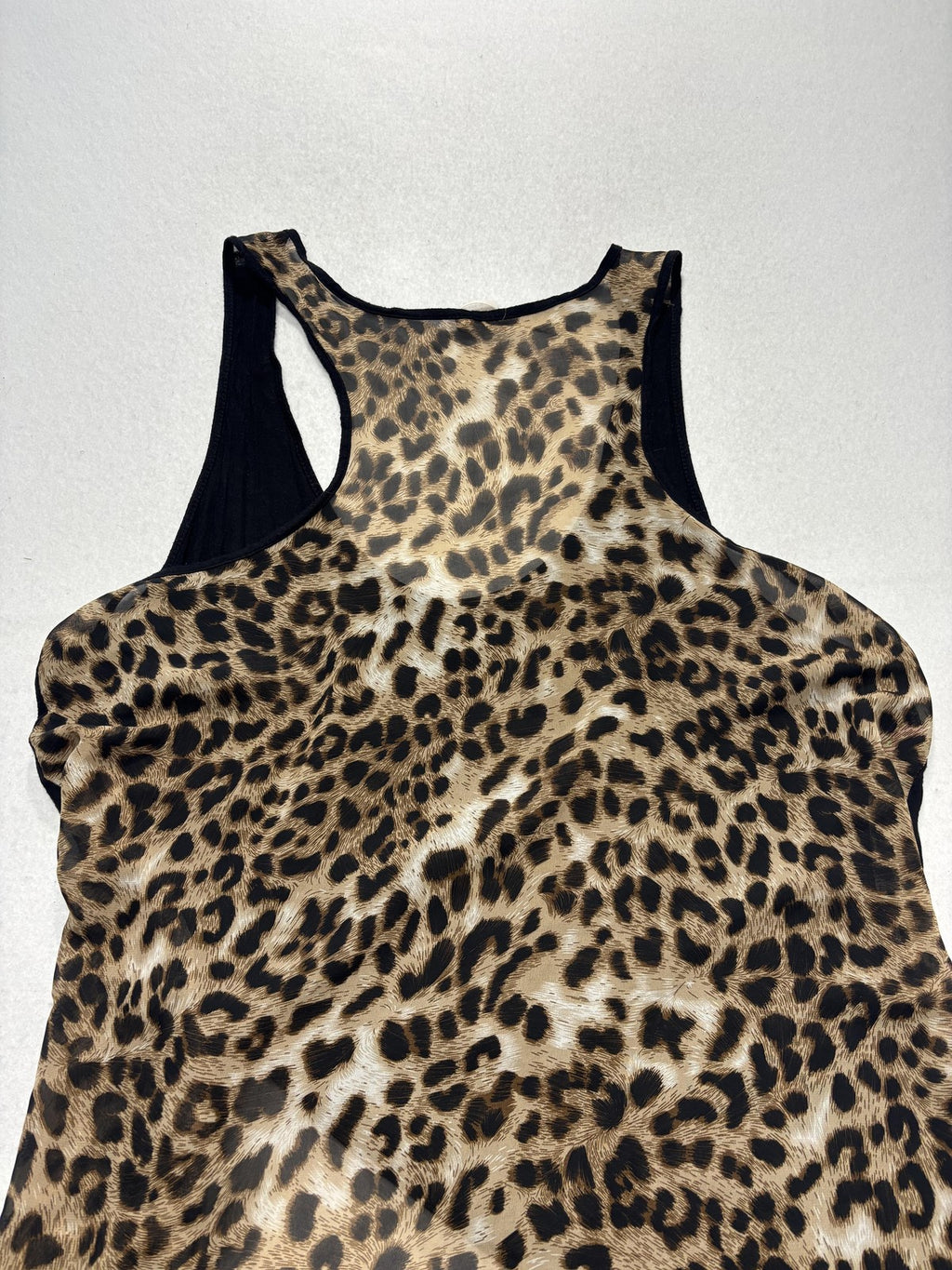 Lilypad Tank Top Womens Medium Brown Leopard Print Scoop Neck Knot Hem Racerback