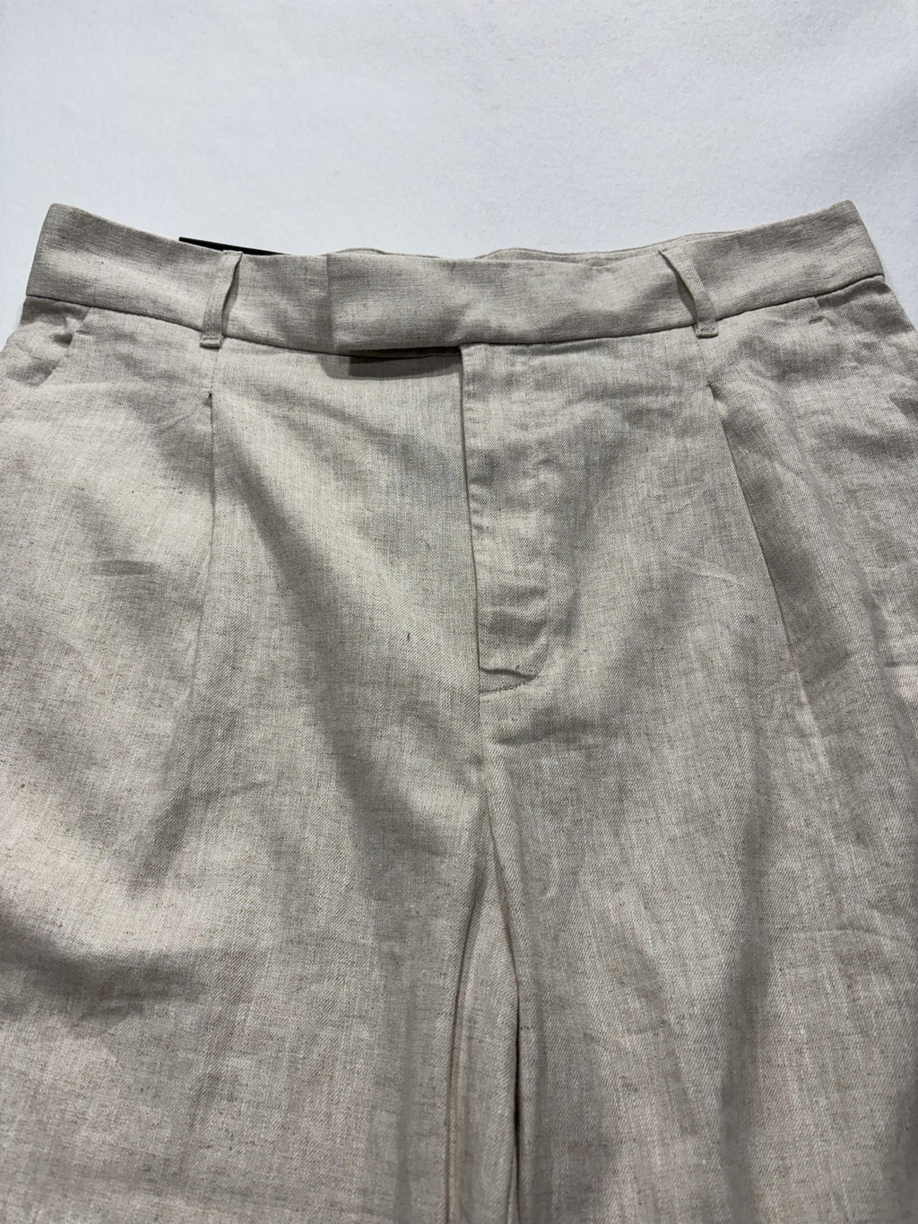 Banana Republic Dress Pants Womens 14 Beige Linen Wide Leg High Rise Relaxed