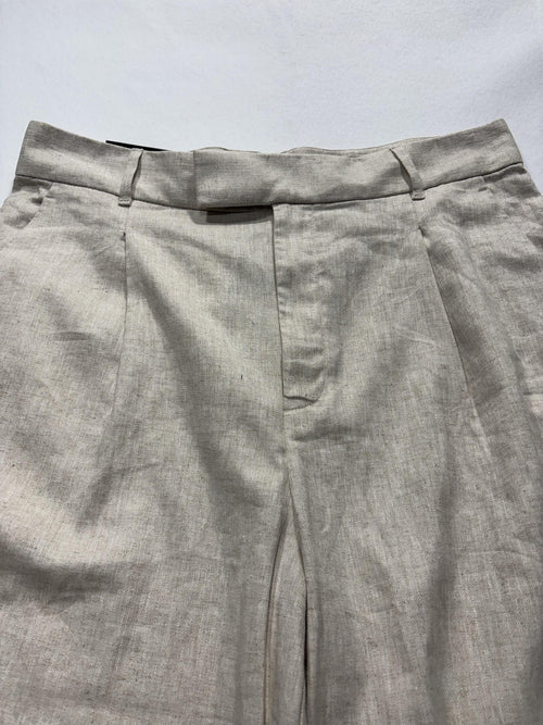 Banana Republic Dress Pants Womens 14 Beige Linen Wide Leg High Rise Relaxed