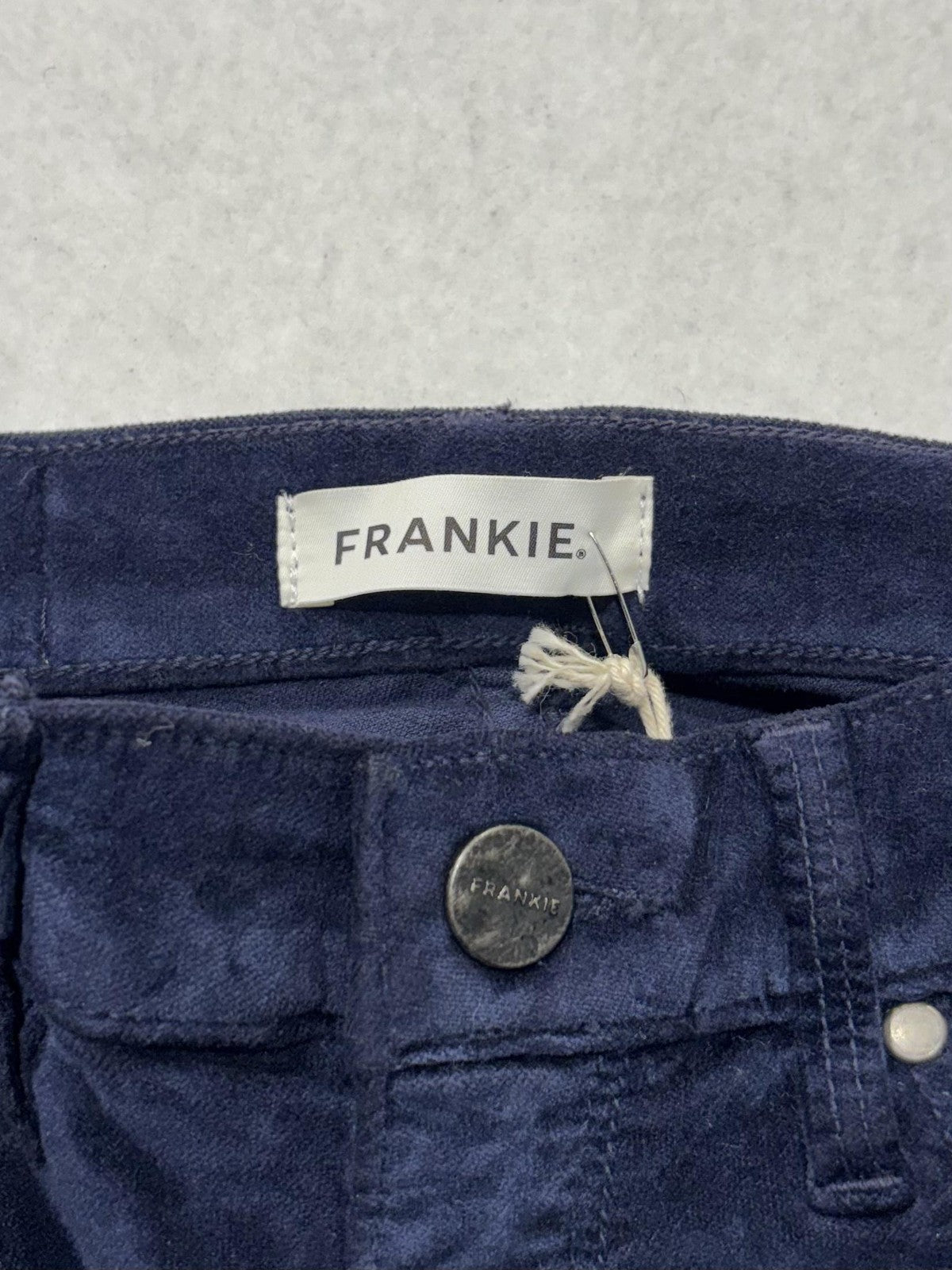 FRANKIE Pants Womens 24 Blue Velvet Skinny Jegging Stretch Zip Pockets Winter