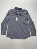 Quieti Dress Shirt Mens Large Blue Gingham Non Iron Performance Long Sleeve