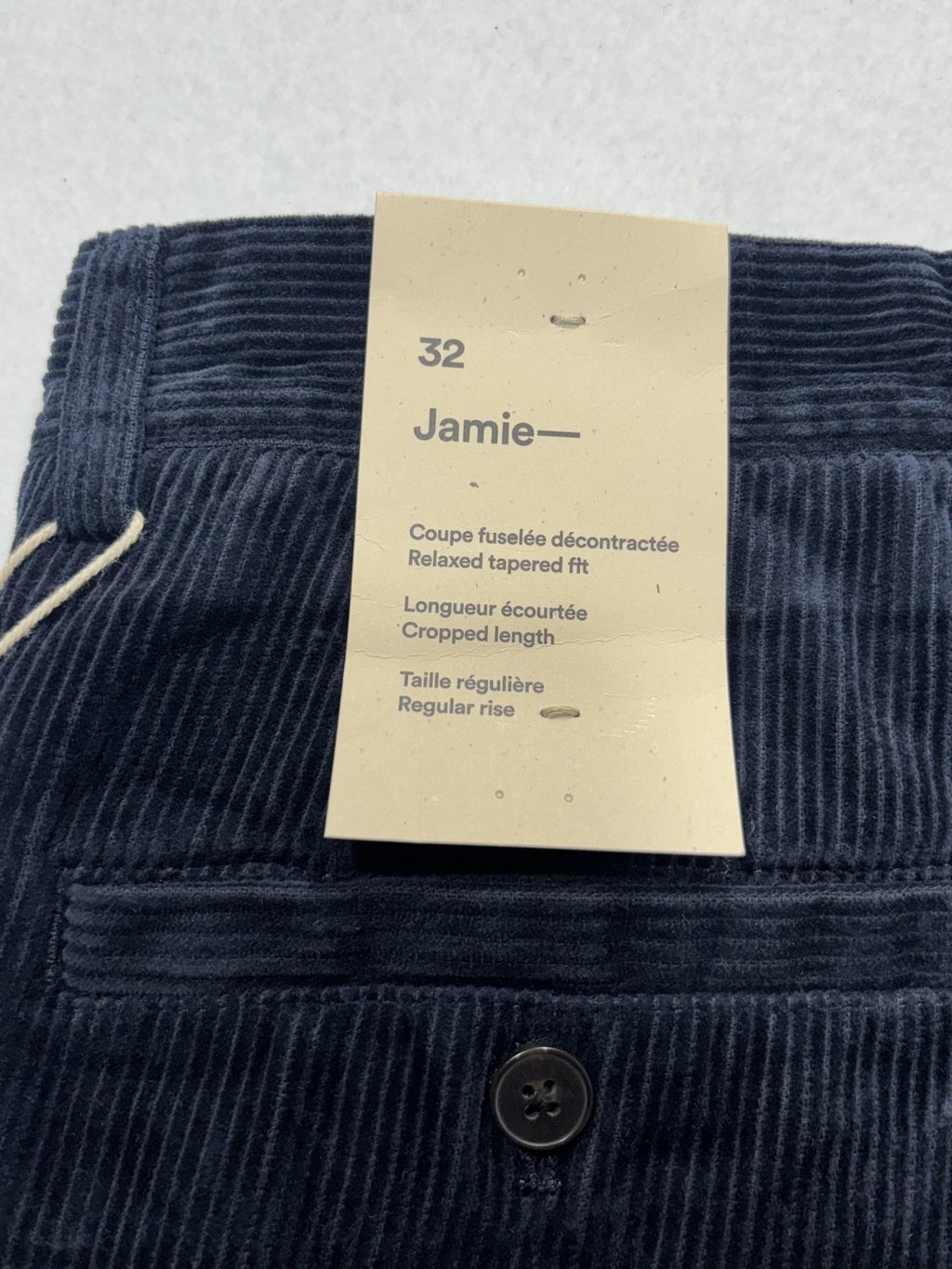 Frank And Oak Corduroy Pants Mens 32x26 Blue Pleated Relaxed Cropped Tapered