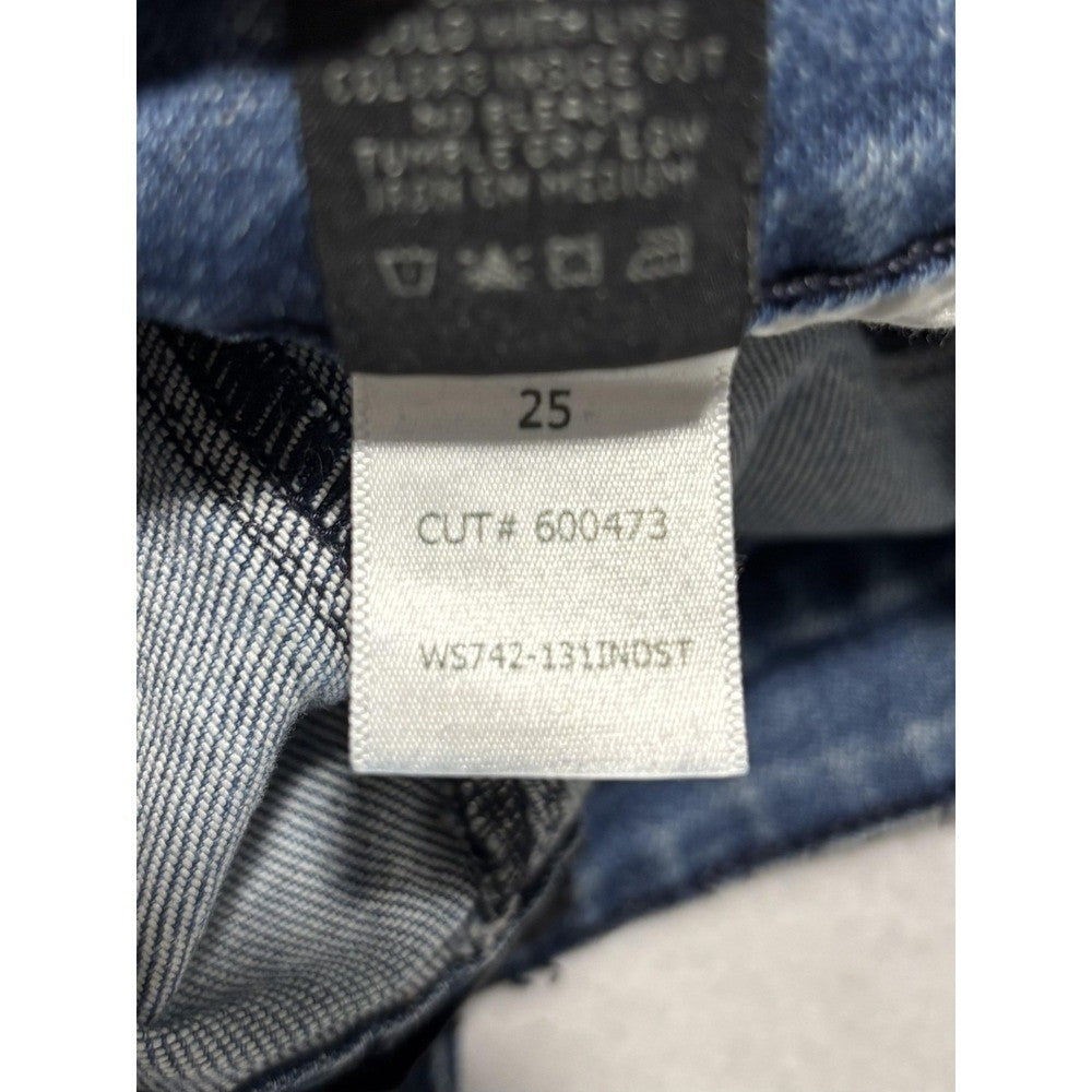 RtA Jeans Womens 25 Blue Medium Wash Mid Rise Skinny Stretch Raw Hem 25x29