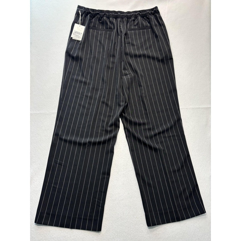 Nordstrom Penelope Pinstripe Wide Leg Dress Pants Black Womens XXL N0501923MI