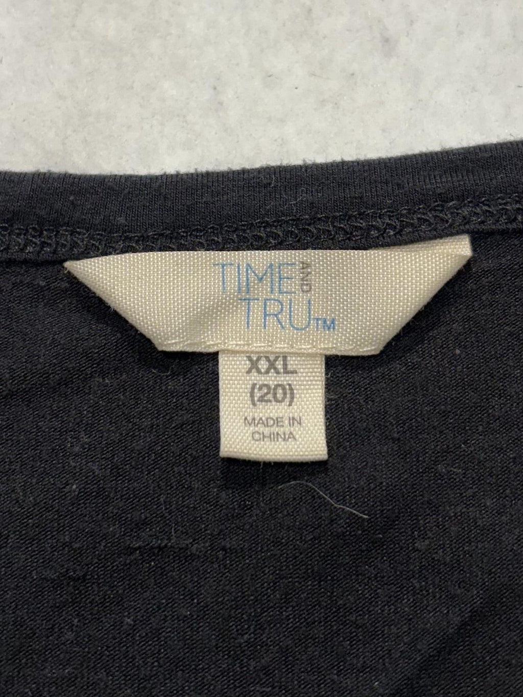 Time And Tru Shirt Womens 2XL Black V Neck Ruffle Hem Peplum Tee TT231000719978