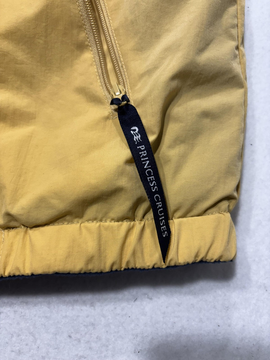 Princess Cruises Vest Mens Large Yellow Nylon Full Zip Fleece Lined Windbreaker