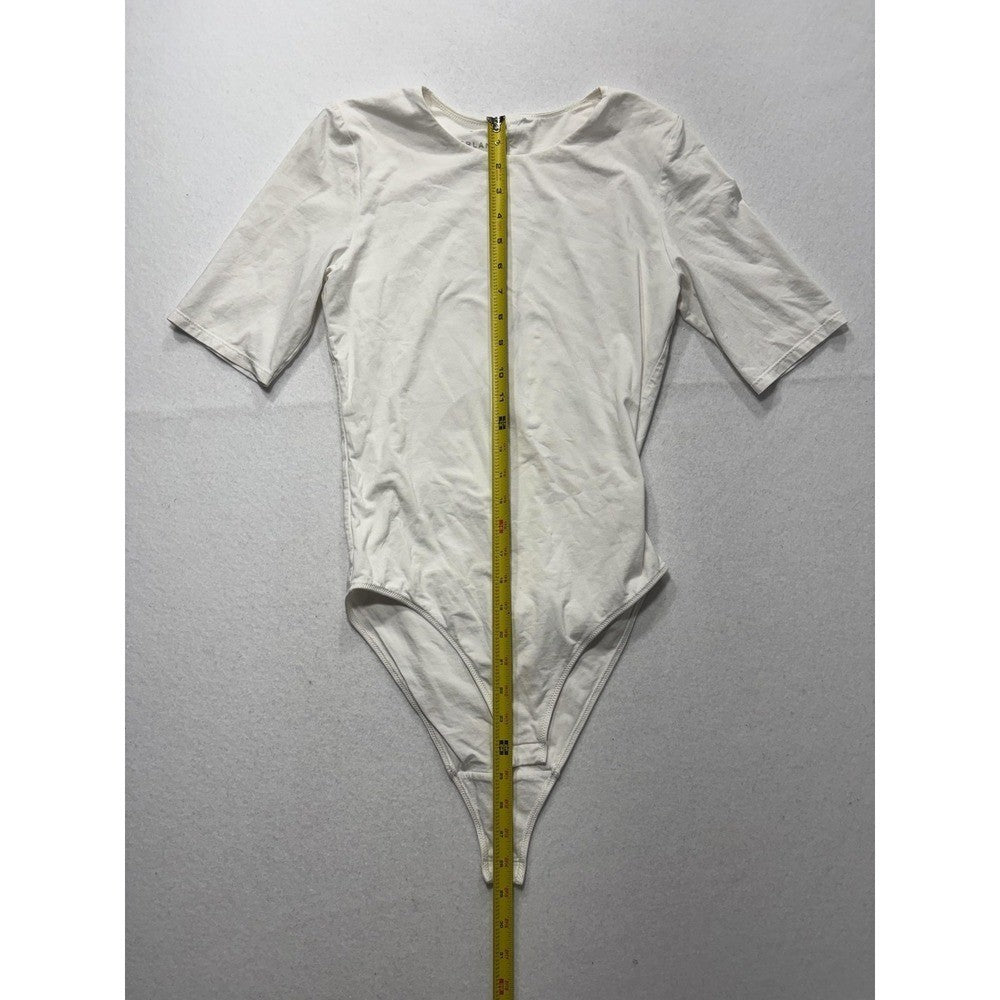 Everlane Bodysuit Womens Medium White Supima Cotton Jersey Short Sleeve Thong