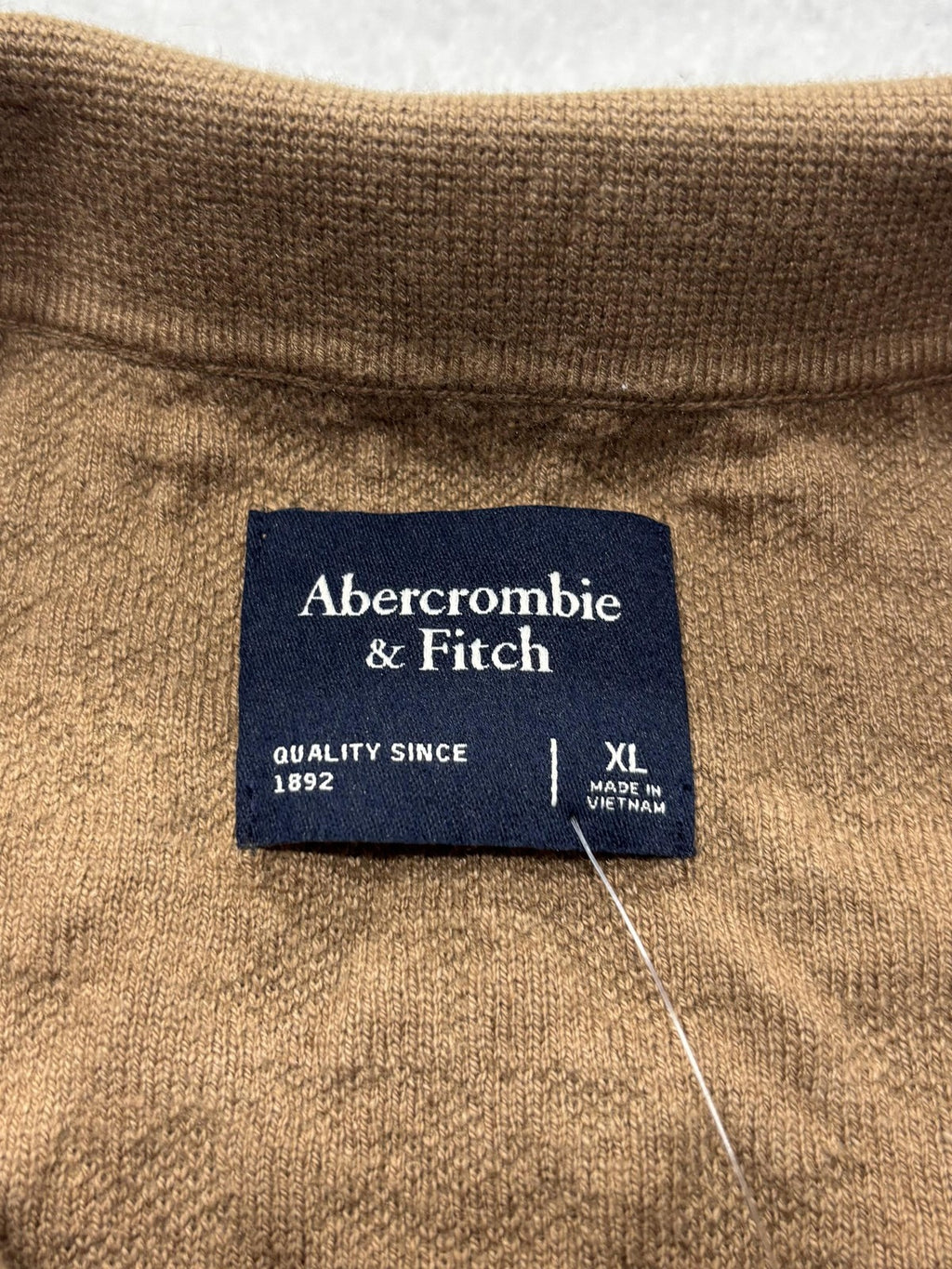 Abercrombie & Fitch Polo Shirt Mens XL Brown Jacquard Floral Knit Short Sleeve