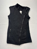 Heather By Bordeaux Vest Womens Medium Black Fleece Asym Zip Long Moto