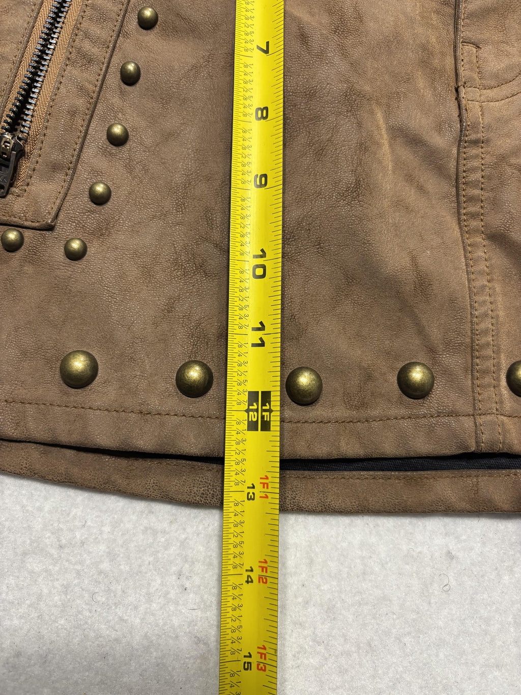 We The Free Skirt Womens 4 Brown Faux Leather Studded Mini Zip Pockets Biker