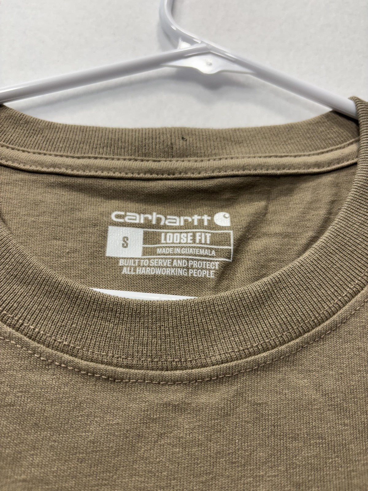 Carhartt Shirt Mens Small Brown Loose Fit Pocket T-Shirt Short Sleeve Workwear