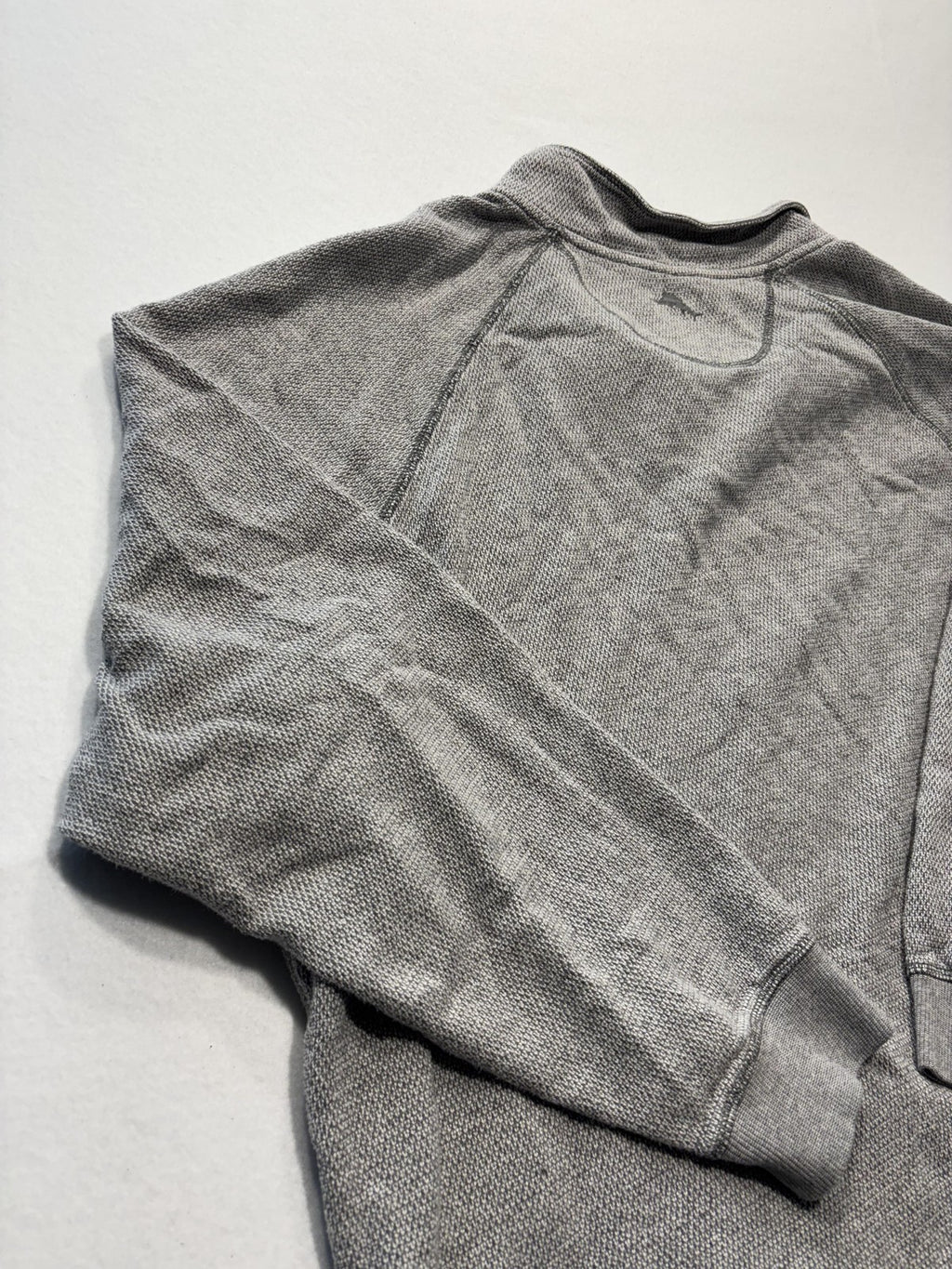 Tommy Bahama Sweater Mens 2XL Gray Mock Neck Snap Placket Knit Pullover Pockets