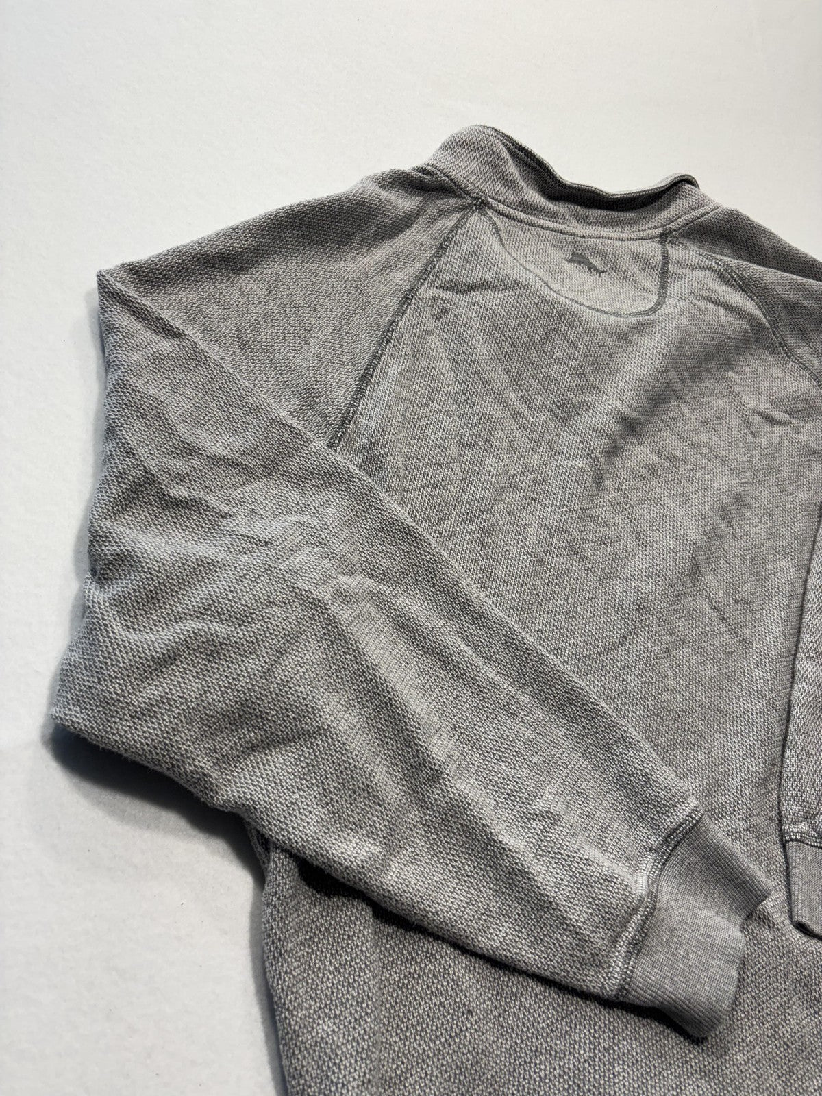 Tommy Bahama Sweater Mens 2XL Gray Mock Neck Snap Placket Knit Pullover Pockets