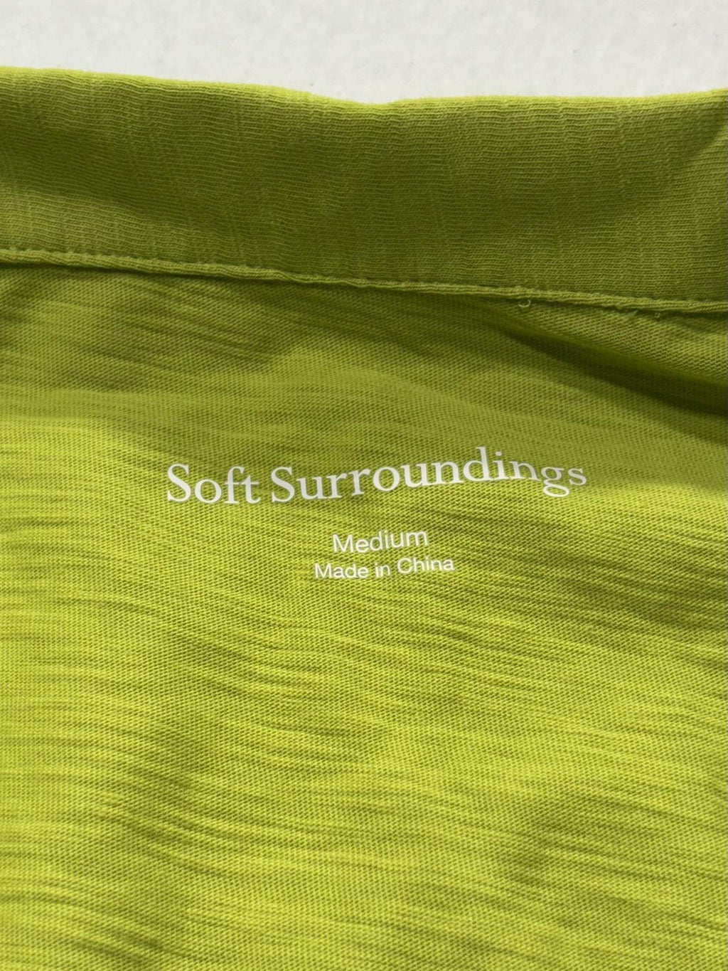 Soft Surroundings Shirt Dress Womens Medium Lime Green Danelle Button Asym Hem