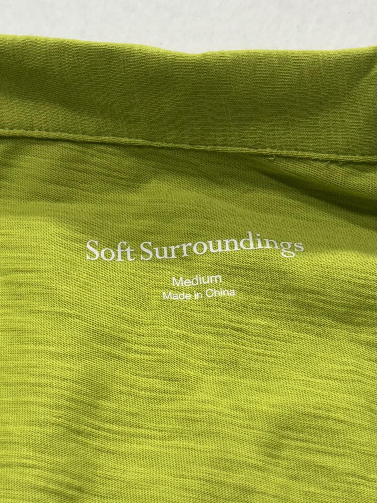 Soft Surroundings Shirt Dress Womens Medium Lime Green Danelle Button Asym Hem