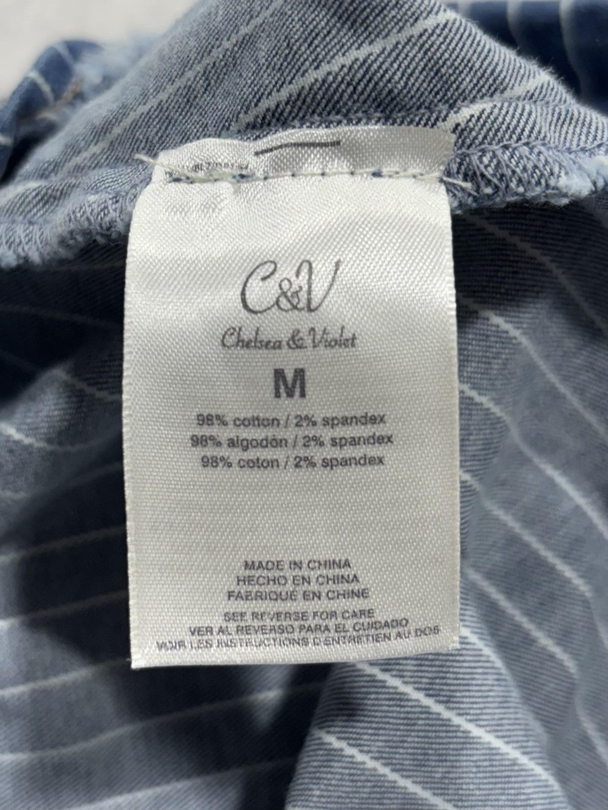 Chelsea & Violet Skirt Womens M Blue Stripe Denim Button Front Mini Casual