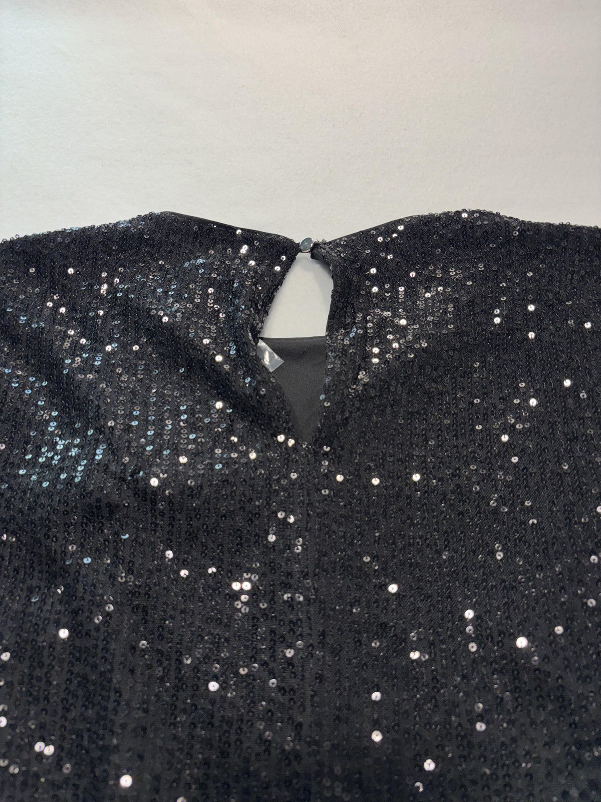 Maia Dress Womens 12 Black Sequin Mesh Long Sleeve Shift Party Cocktail Holiday