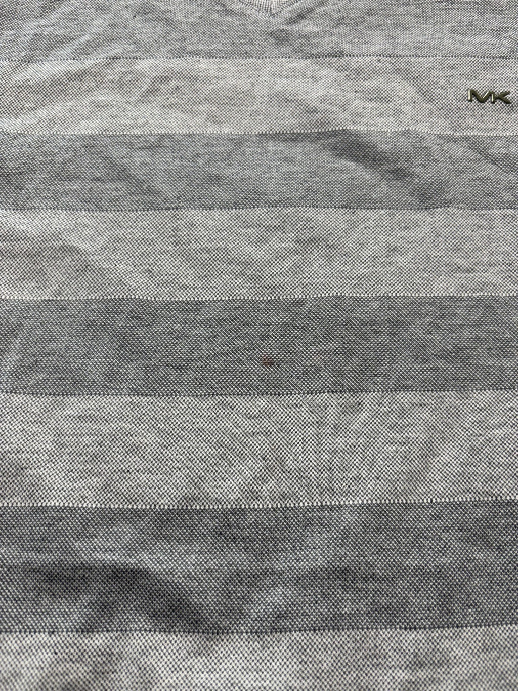 Michael Kors Shirt Mens Medium Gray Striped V Neck Cotton Short Sleeve Logo Tee