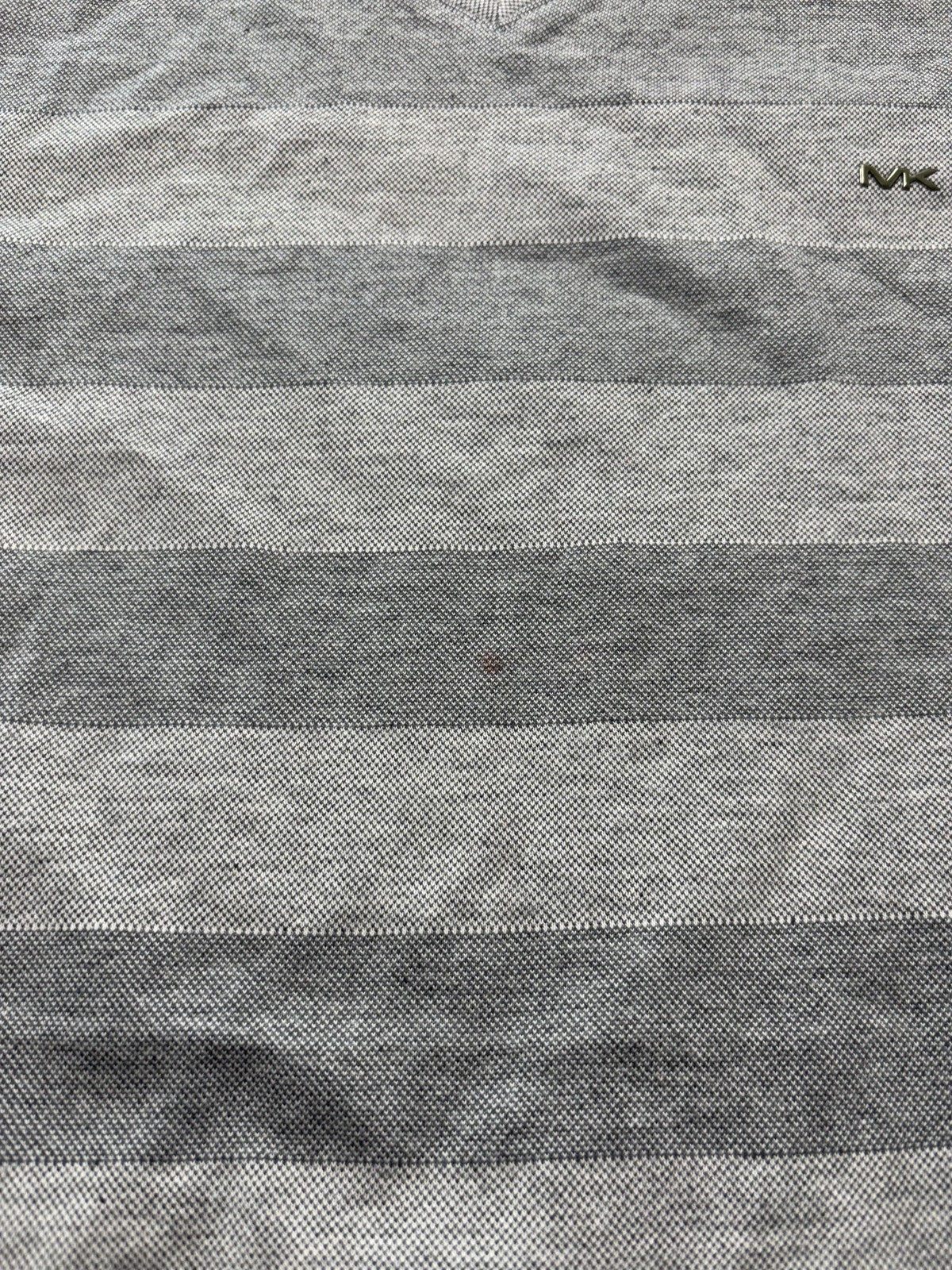 Michael Kors Shirt Mens Medium Gray Striped V Neck Cotton Short Sleeve Logo Tee