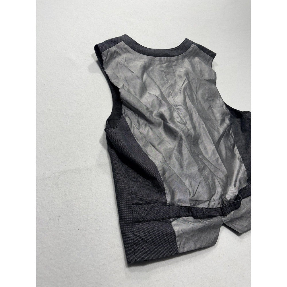 Armani Exchange Suit Vest Mens Large Gray Geometric Belted Back Formal 3 Piece