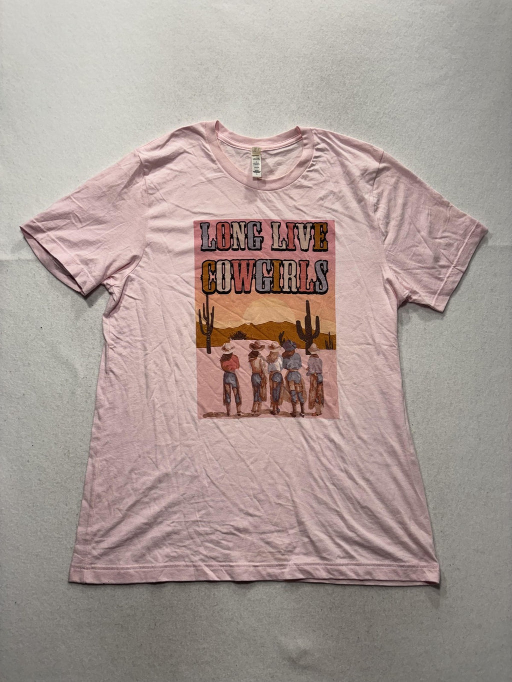 Bella + Canvas Shirt Womens Large Pink Long Live Cowgirls Graphic Tee Western