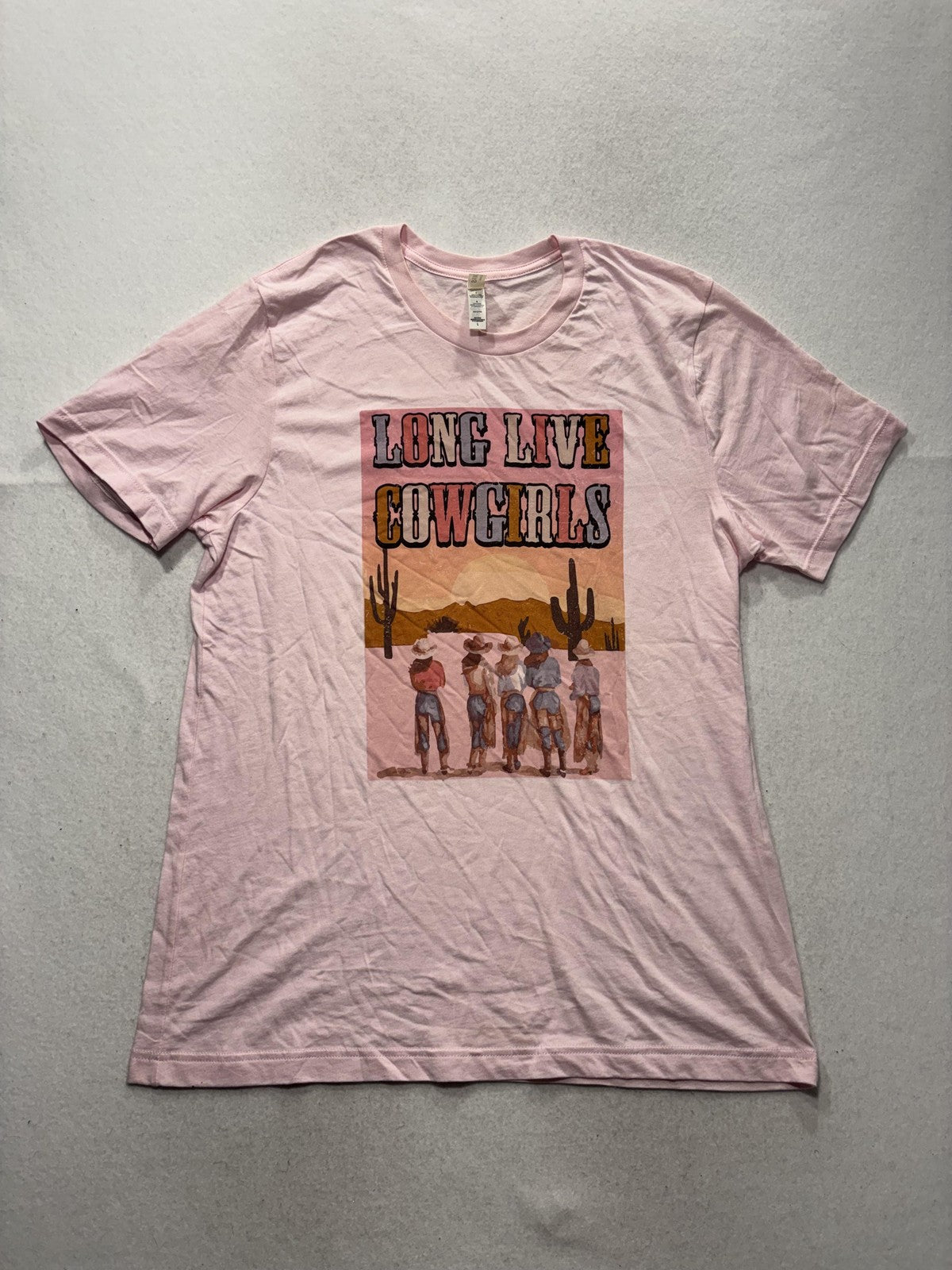 Bella + Canvas Shirt Womens Large Pink Long Live Cowgirls Graphic Tee Western