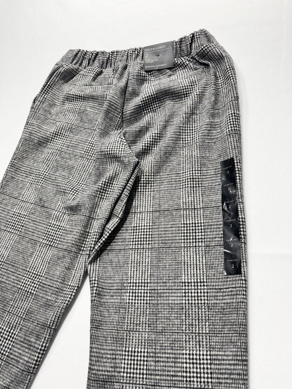 Banana Republic Dress Pants Womens 2 Gray Plaid Hayden Pull On Ponte Ankle Slim