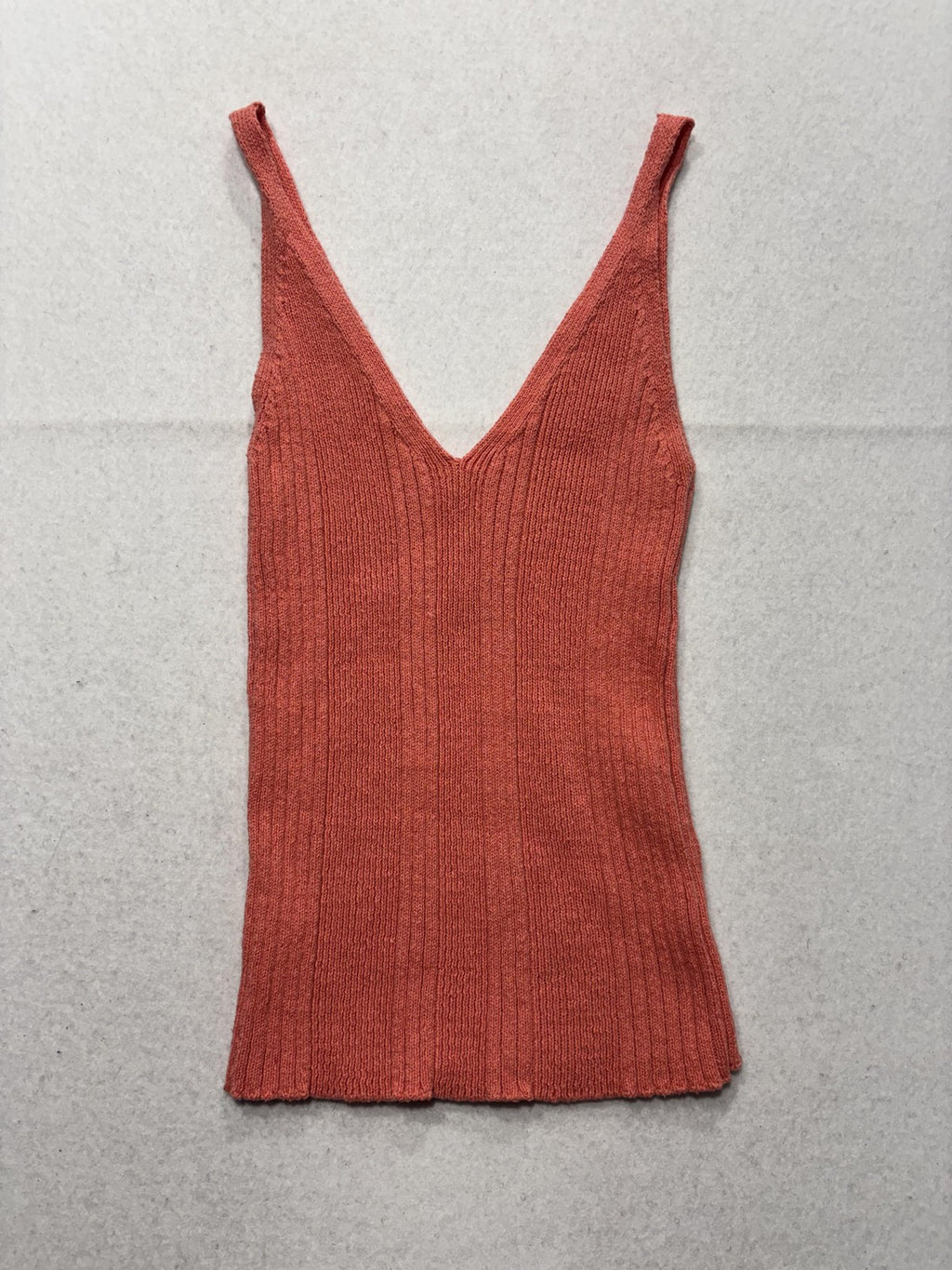 Anthropologie Tank Womens Small Pink V Neck Ribbed Knit Cami Top Stretch Casual