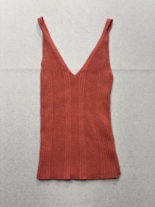 Anthropologie Tank Womens Small Pink V Neck Ribbed Knit Cami Top Stretch Casual