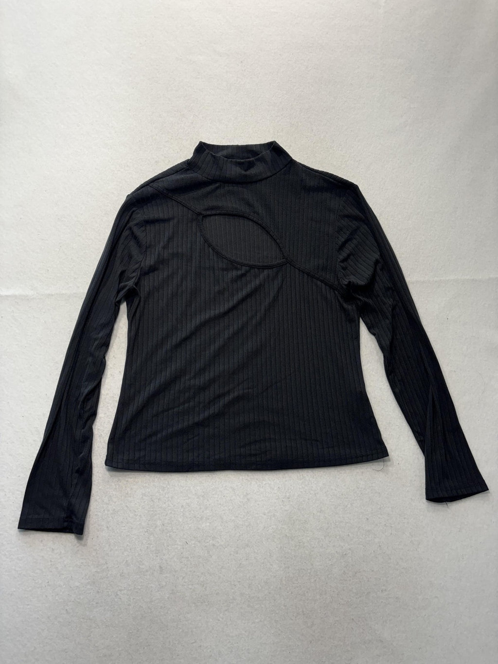 Faded Rae Shirt Womens XL Black Mock Neck Cutout Long Sleeve Ribbed Stretch Tee