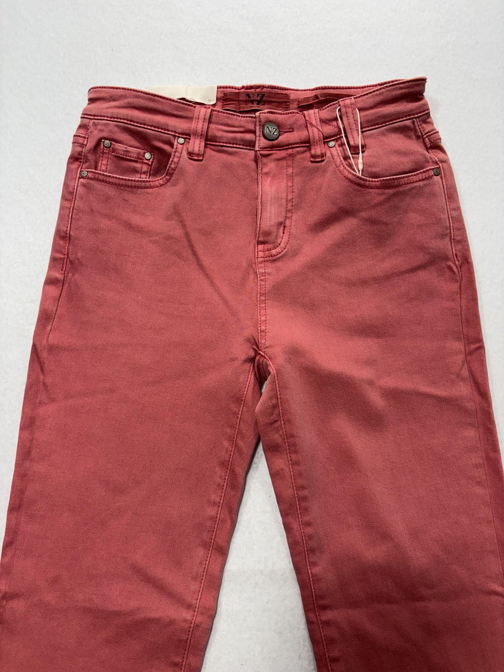 NIC+ZOE Jeans Womens 25 Red Mid Rise Straight Denim NZ Logo 5 Pocket 25x28.5