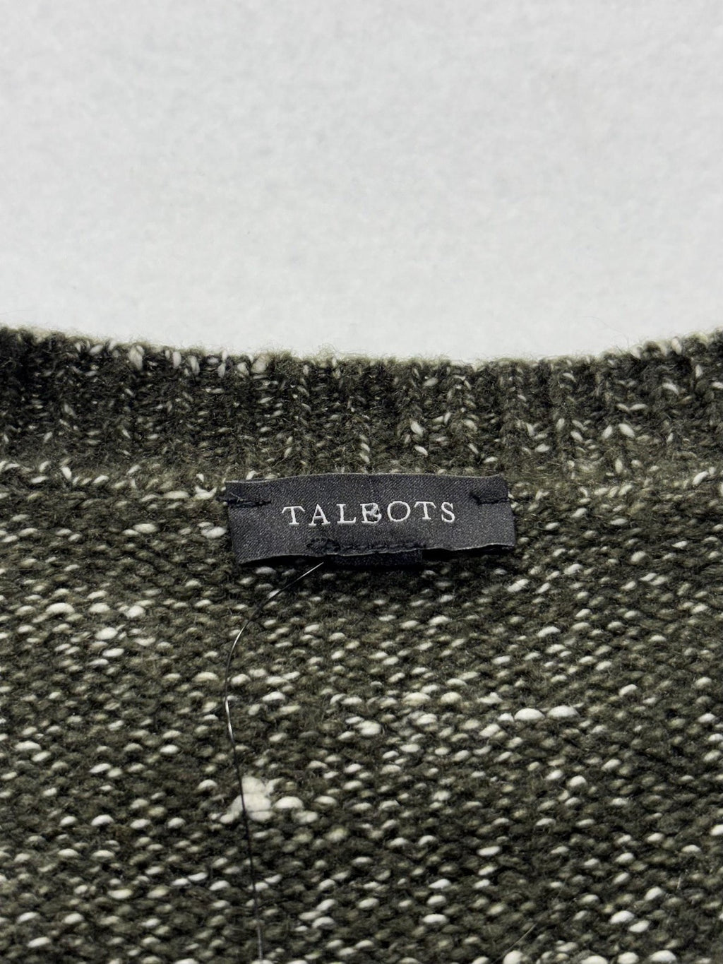 Talbots Sweater Dress Womens M Green V Neck Long Sleeve Pullover Knee Length