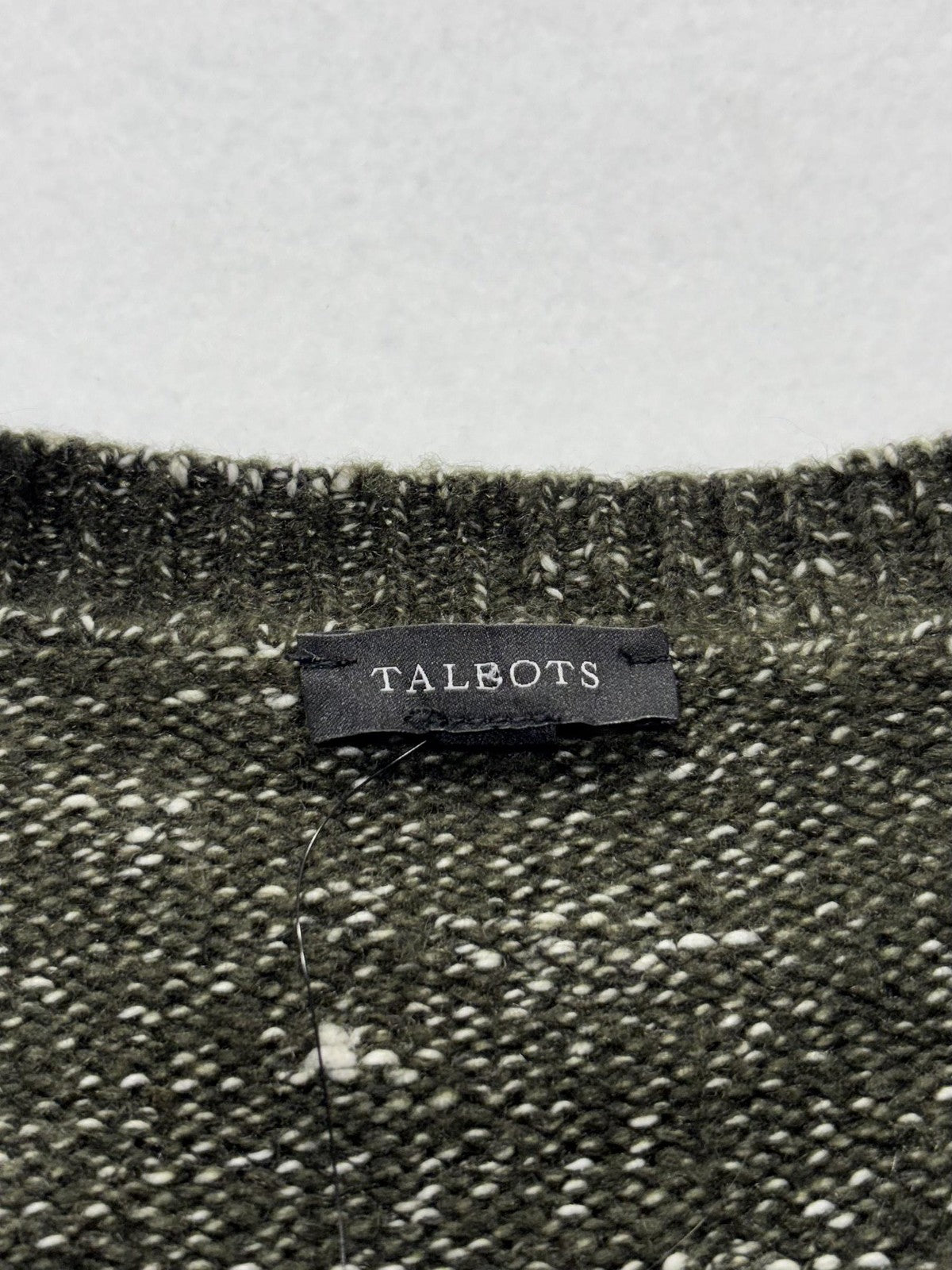 Talbots Sweater Dress Womens M Green V Neck Long Sleeve Pullover Knee Length