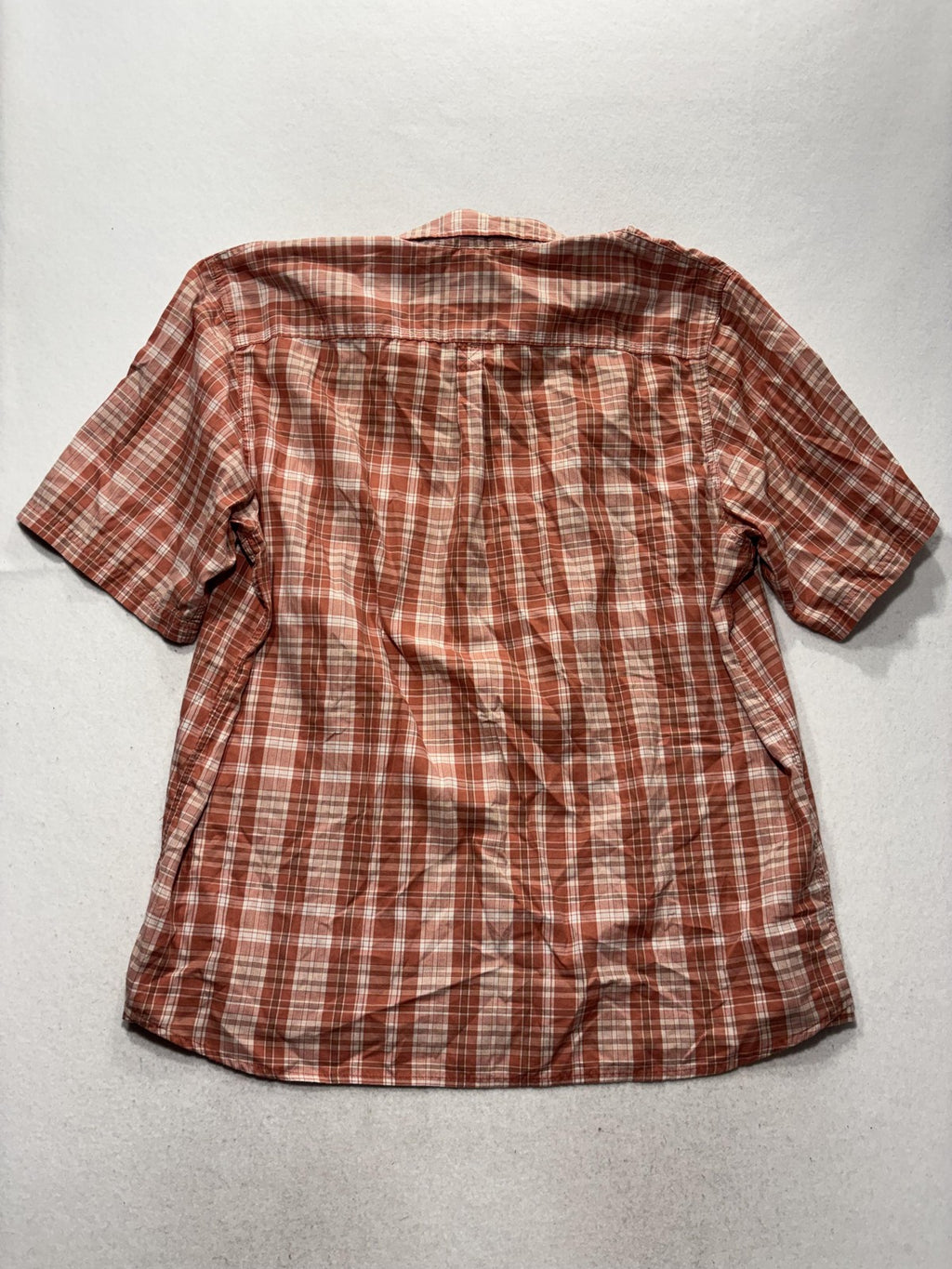 Wrangler Shirt Mens XL Orange Plaid Short Sleeve Button Up Casual Pockets