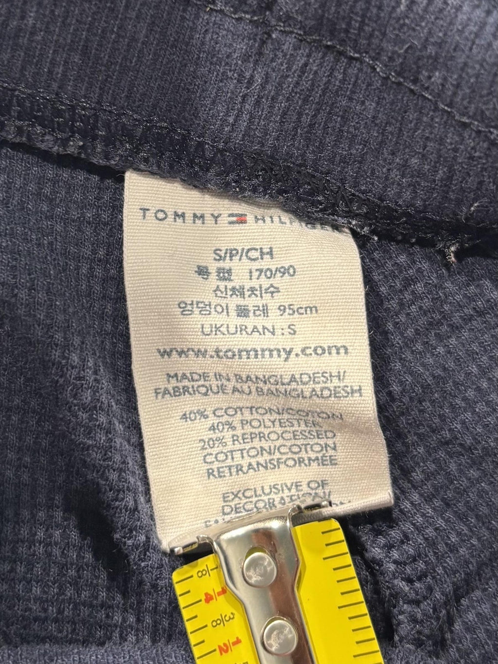 Tommy Hilfiger Lounge Pants Mens Small Blue Thermal Waffle Jogger Cuffed Logo