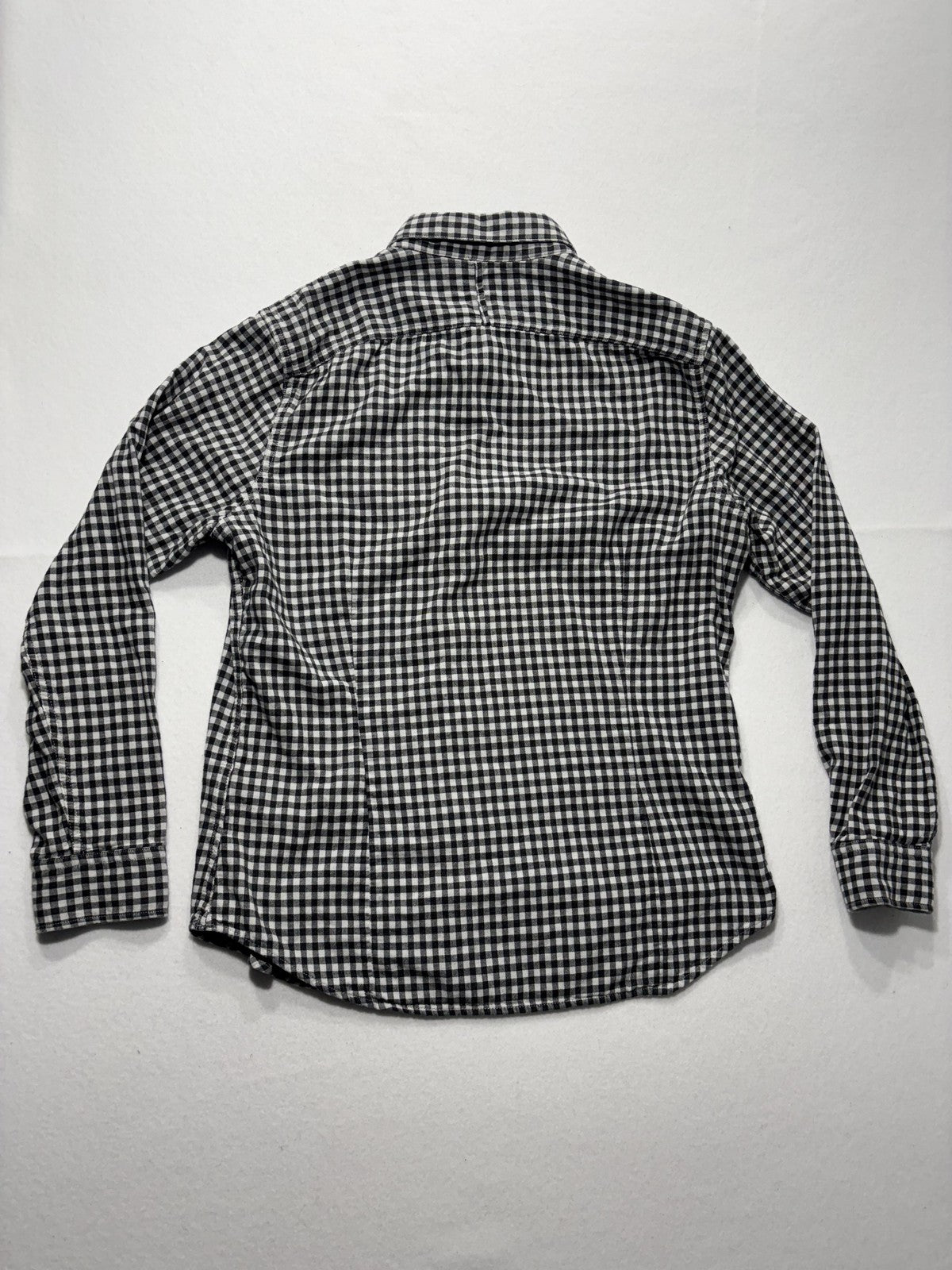 Banana Republic Shirt Mens Large Black Check Soft Wash Lined Button Up Slim