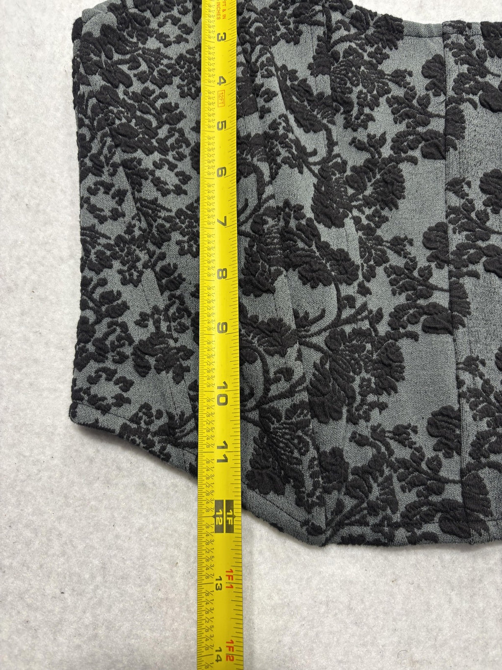 By Anthropologie Corset Top Womens XS Black Floral Brocade Zip Back Strapless
