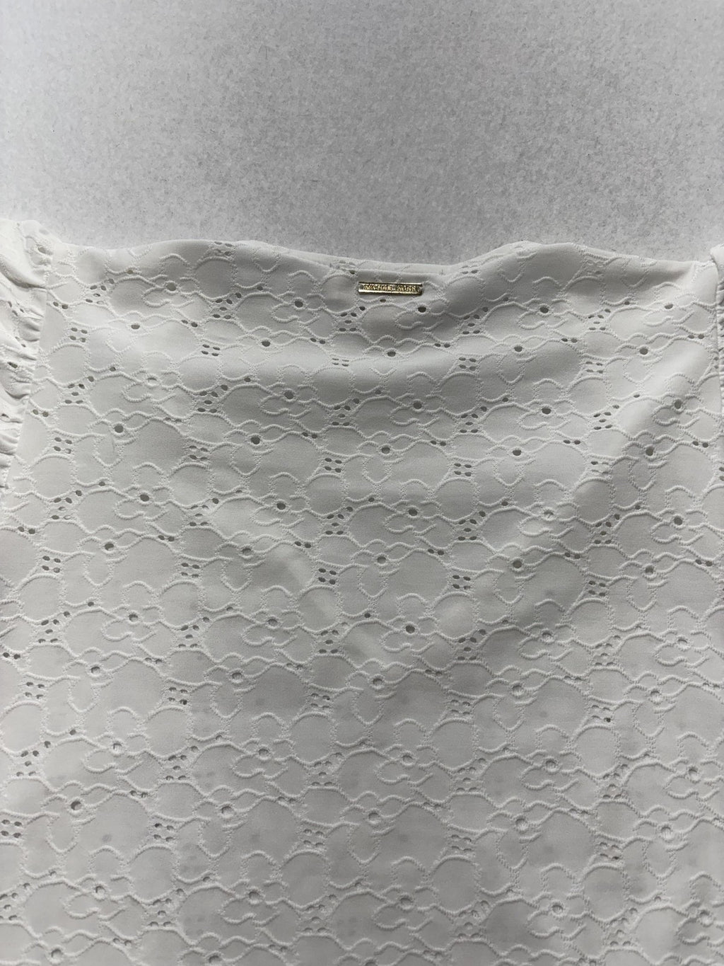 MICHAEL Michael Kors Blouse Womens Medium White V Neck Flutter Sleeve Lace Top