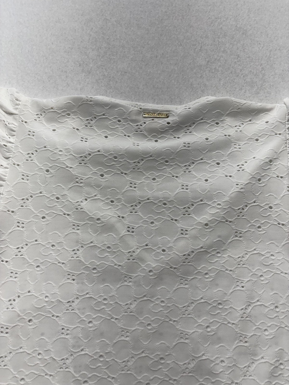 MICHAEL Michael Kors Blouse Womens Medium White V Neck Flutter Sleeve Lace Top