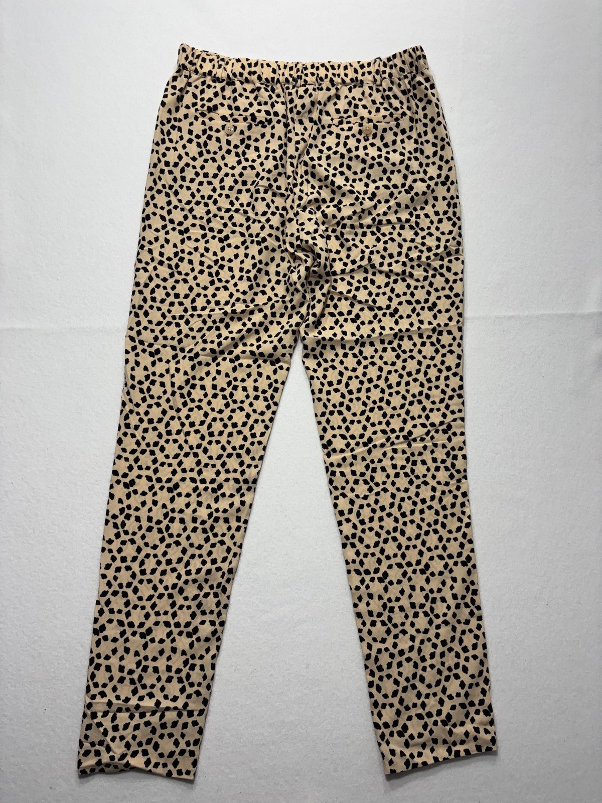 ESSENTIEL Antwerp Dress Pants Womens 40 Beige Geo Dot Print Elastic Waist Slim