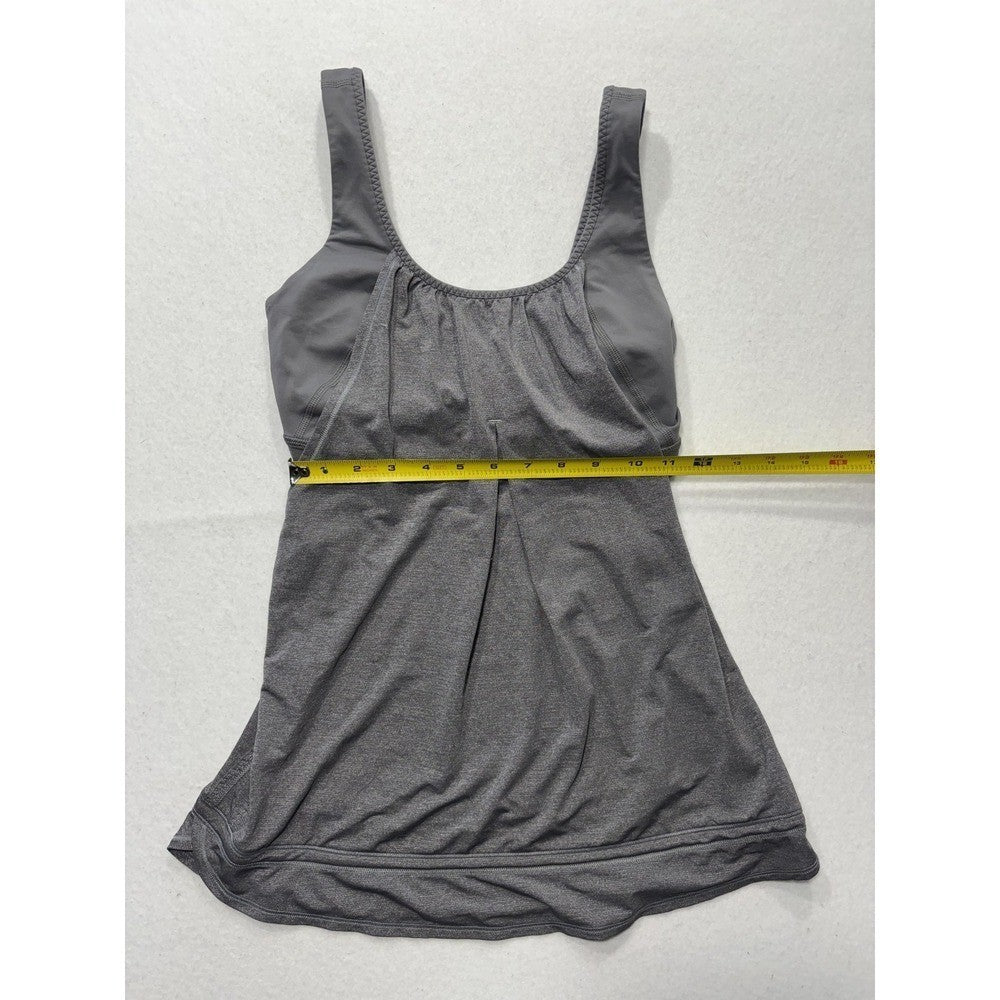 Lululemon Tank Womens Small Gray Scoop Neck Built In Bra Drawcord Hem Yoga Top