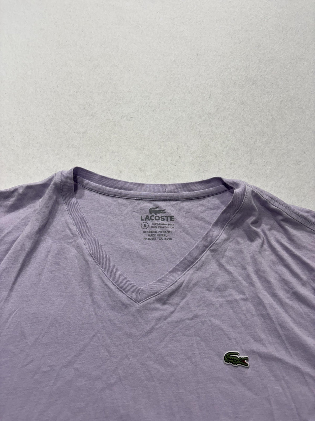 Lacoste Shirt Mens 3XL Purple Pima Cotton V Neck Short Sleeve Logo Tee Casual