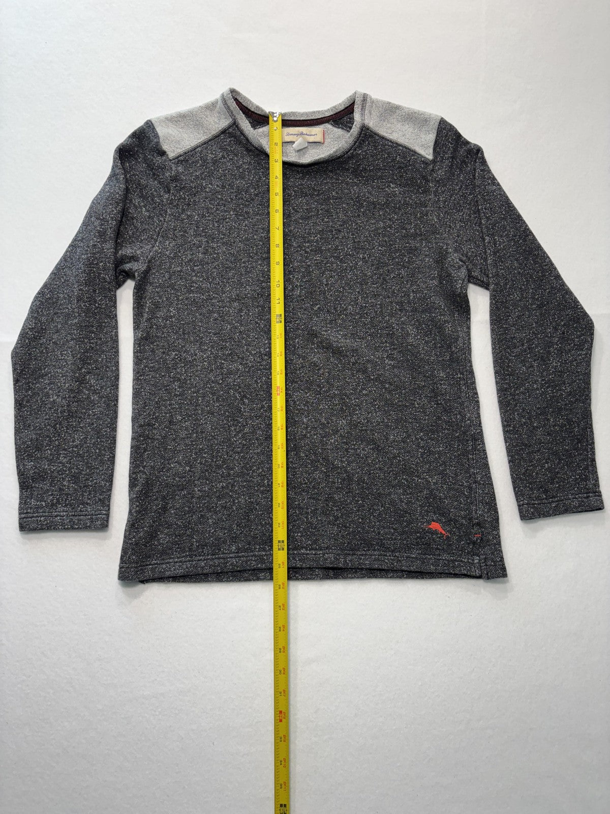 Tommy Bahama Sweatshirt Mens Medium Gray Fleece Crew Neck Pullover Contrast